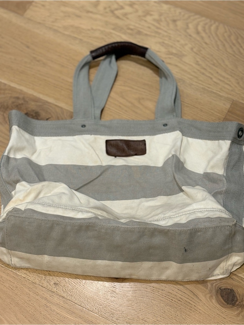 Abercrombie and Finch Canvas Stripe Tote Bag in Gray and Cream